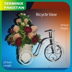 Bicycle fancy vase Metal Body For Home & office Decoration Black & White Color