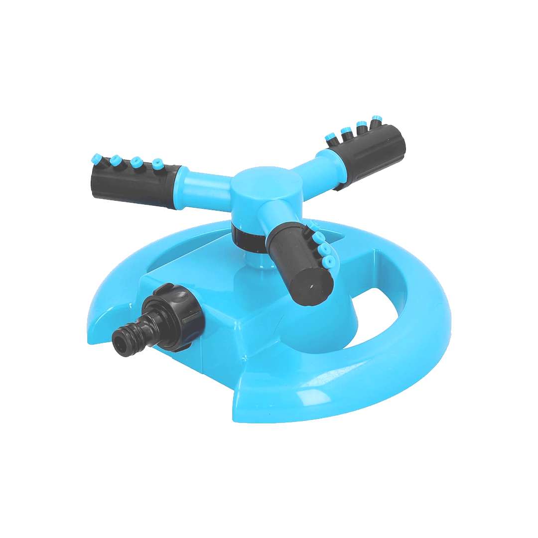 blue-sprinkler.jpg Lawn Sprinkler, Three Arms 360 Degrees Rotating Adjustable Garden Water Sprinkler Lawn Watering Irrigation Tool - Image 1