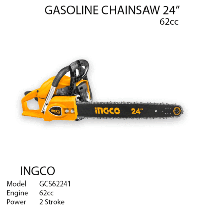 INGCO Gasoline Chainsaw 24" 62cc Model GCS62241