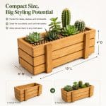 Premium Wooden Planter Box 13 x 6 x 4 Inch | Decorative Wooden Keyari for Indoor & Outdoor Plants - Image 2